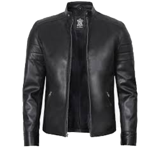 Men's Black Cafe Racer Leather Jacket