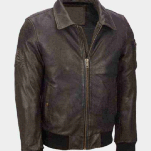 Mens-Vintage-Distressed-Bomber-Brown-Jacket