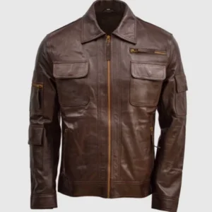 Men’s Waxed Brown Biker Leather Jacket