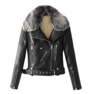 Women Quilted Shearling Biker Jacket