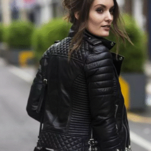 Womens Fashion Designer Leather Biker Jacket Black