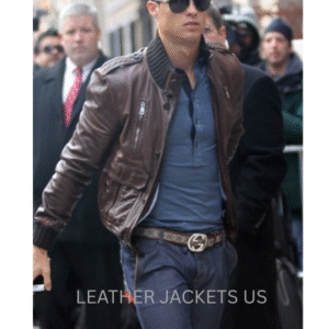 Cristiano Ronaldo Brown Biker leather Jacket