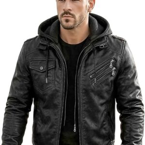 Real Leather Bomber Jacket With Hood Genuine Sheep Leather