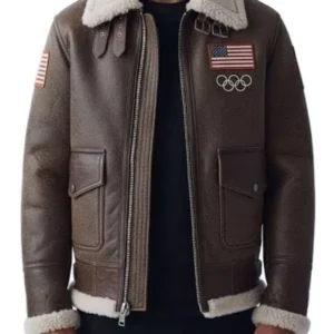 Team USA Winter Olympics 2026 Shearling Leather Jacket