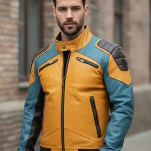 Mustard Rider Motorcycle Racing Leather Jacket Cordura